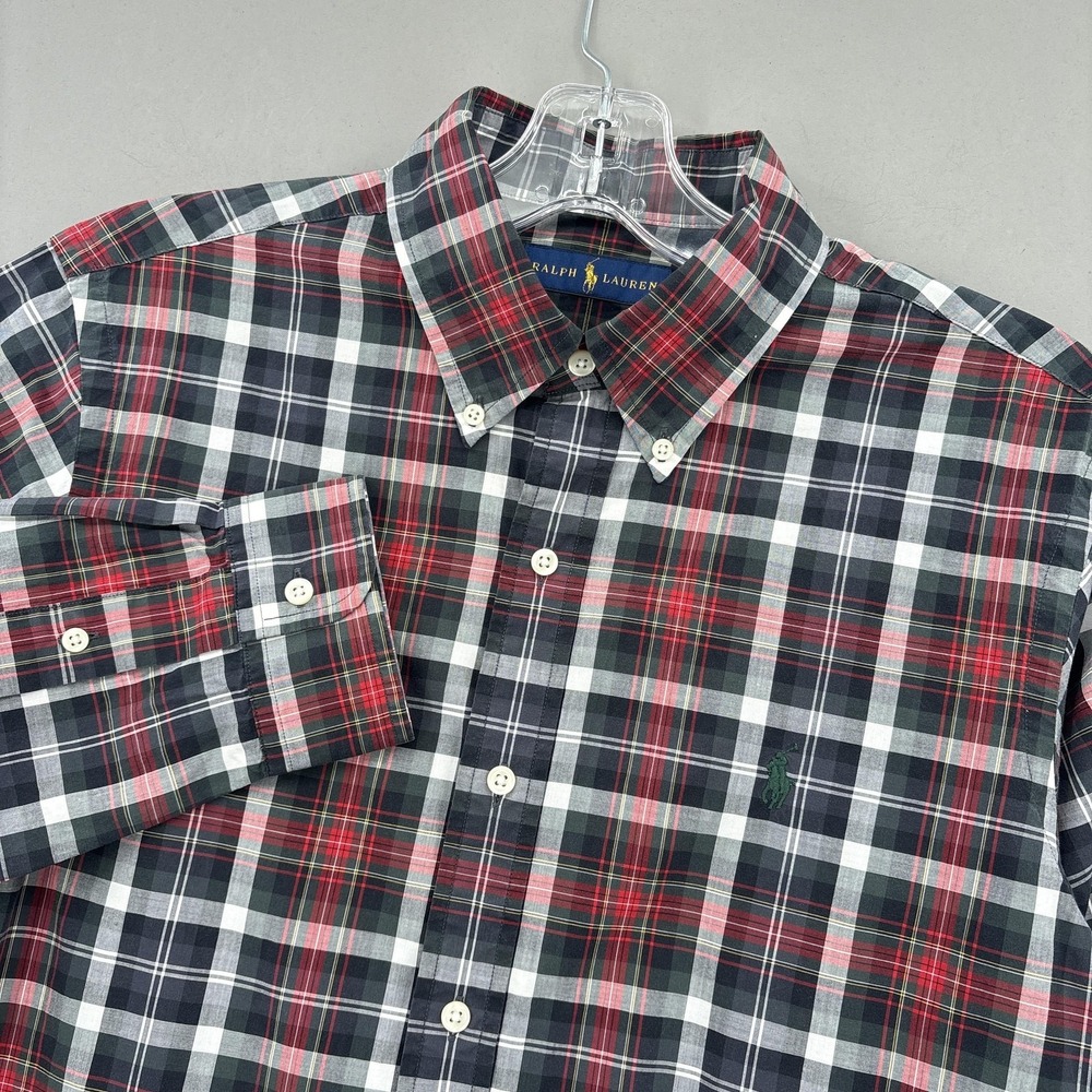 Ralph Lauren Shirt Mens Medium Multicolor Tartan Plaid Button Down‎ Long Sleeve